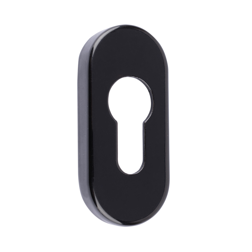 Oval Euro Escutcheon 70mm x 32mm x 10mm (Set of 2) - Black